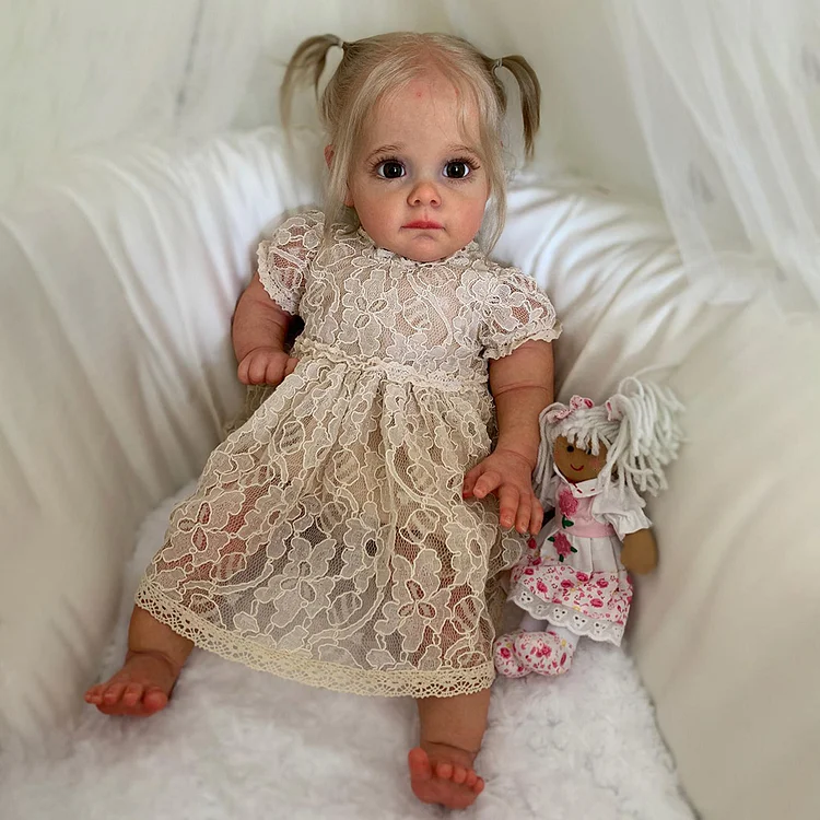  Reborn Awake Baby Girl Frence 17'' or 22'' Real Lifelike Cloth Body Reborn Toddlers Doll Set With Heartbeat💖 & Sound🔊 - Reborndollsshop®-Reborndollsshop®
