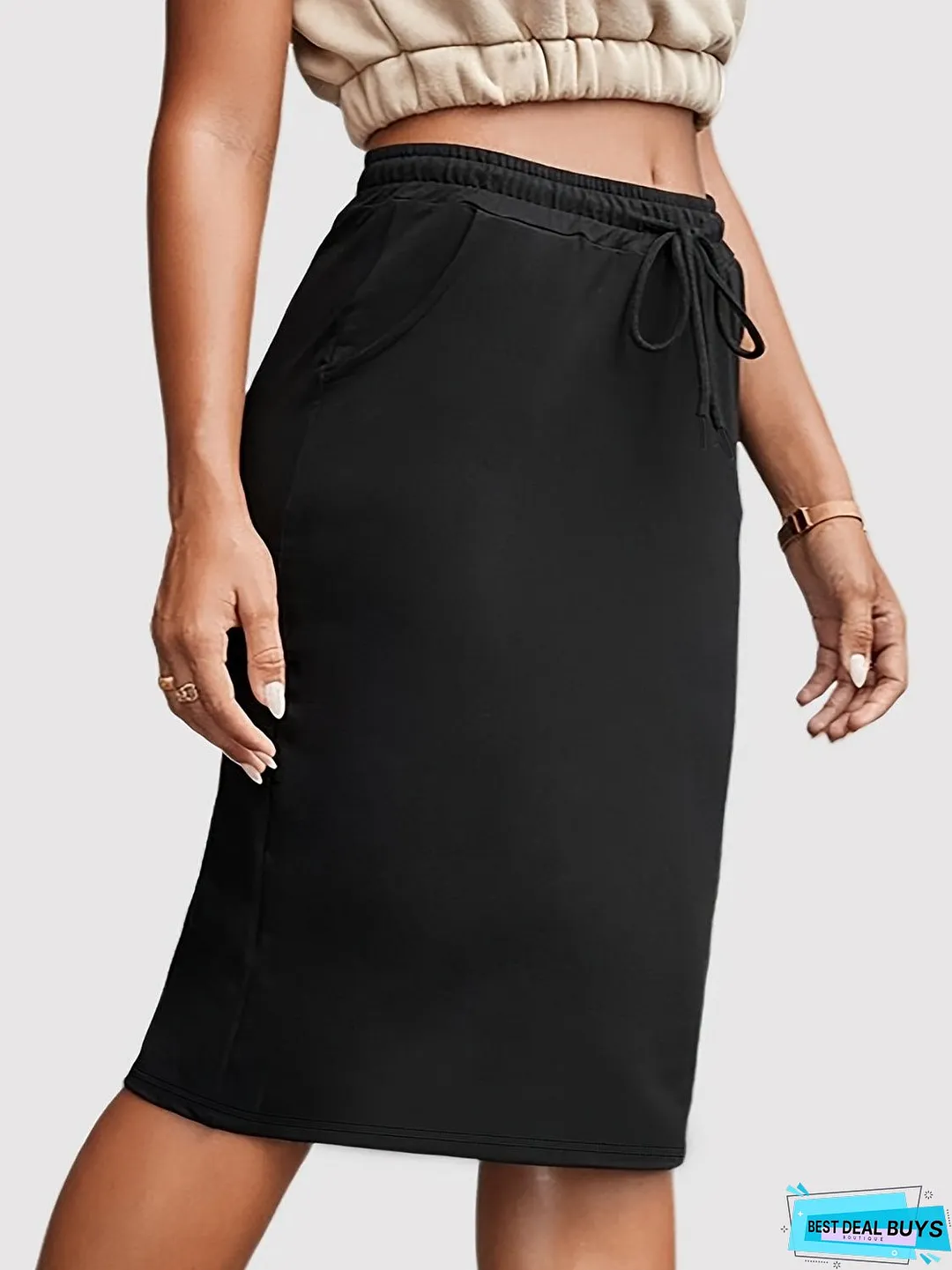 Drawstring Skirt with Pockets