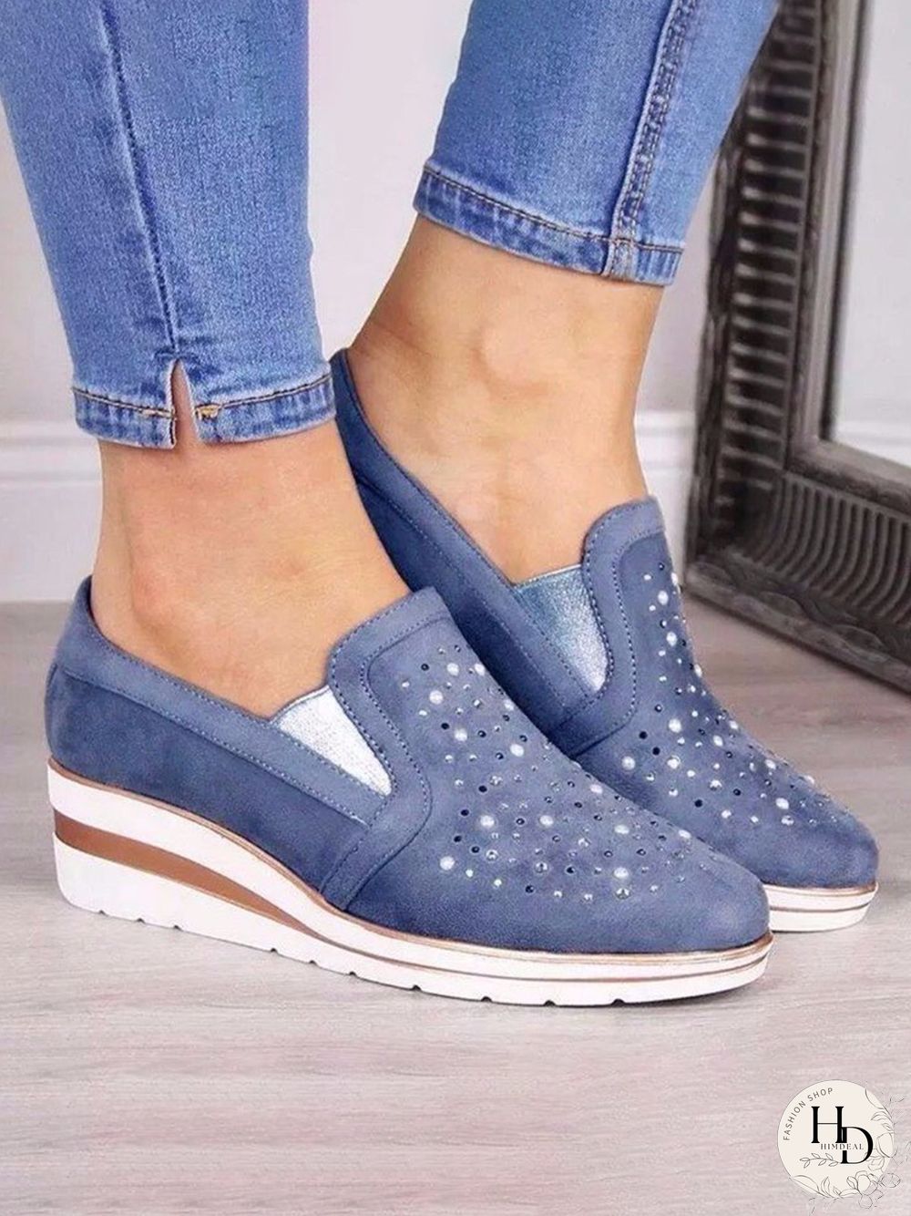 Comfortable Rhinestone Slope Casual Shoes