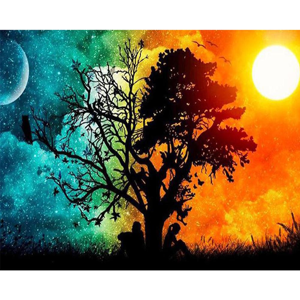 

40x50cm - Paint By Numbers Day Night Tree, 501 Original