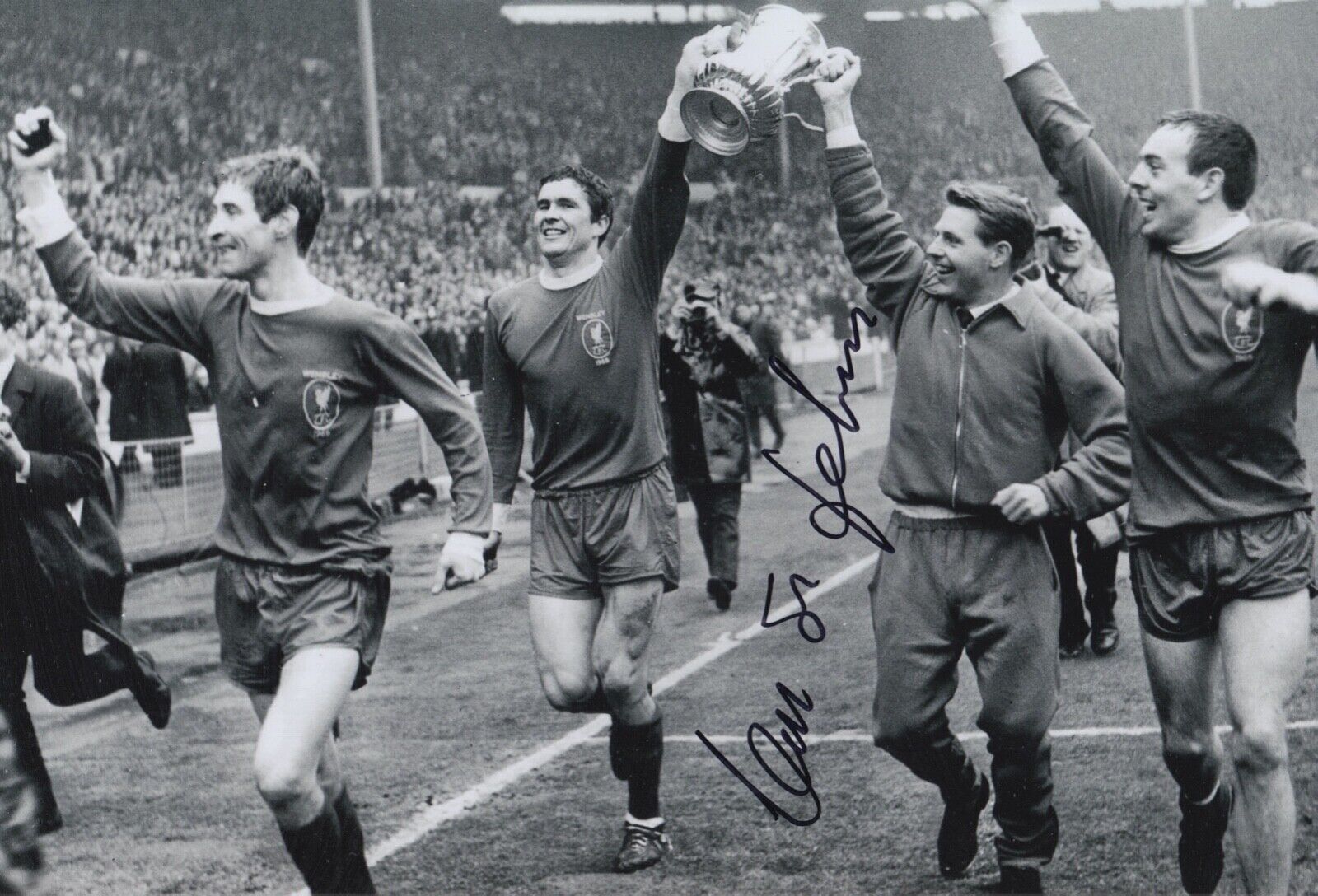 IAN ST JOHN HAND SIGNED 12X8 Photo Poster painting LIVERPOOL FOOTBALL AUTOGRAPH