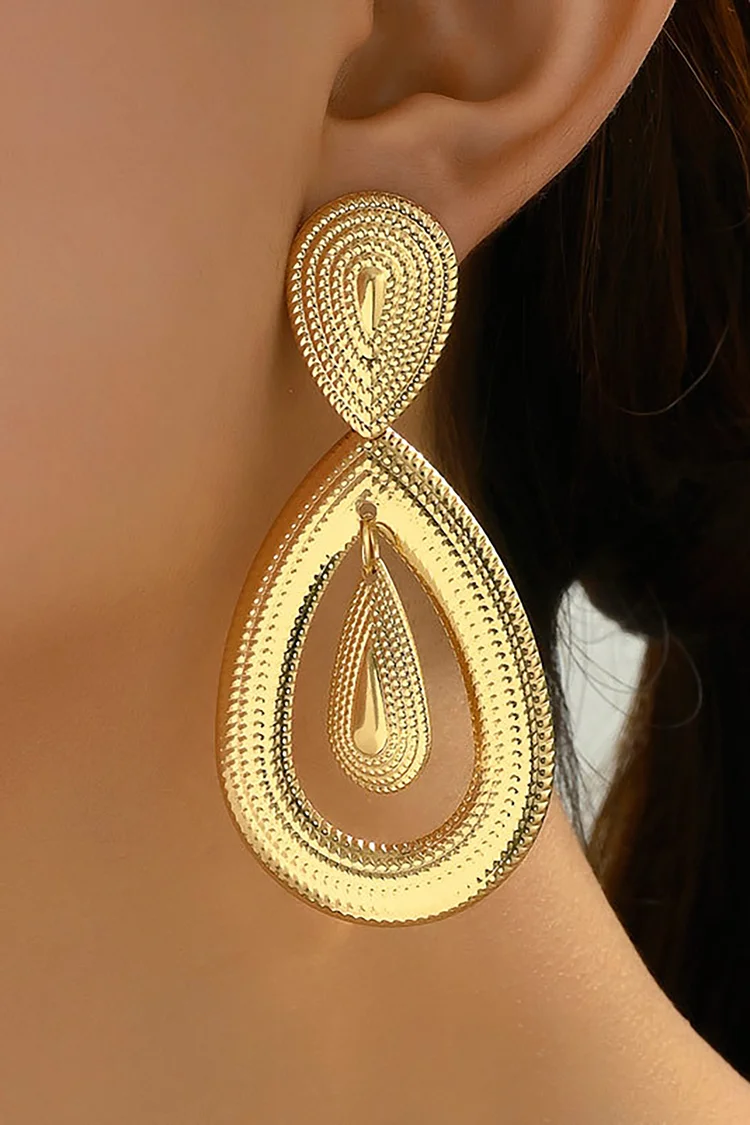 Fashion Gold Irregular Layered Geometric Dangle Earrings