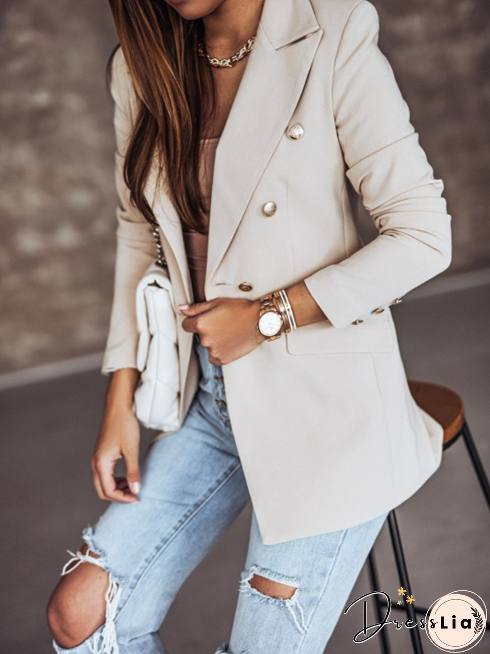 Shawl Collar Long Sleeve Blazer
