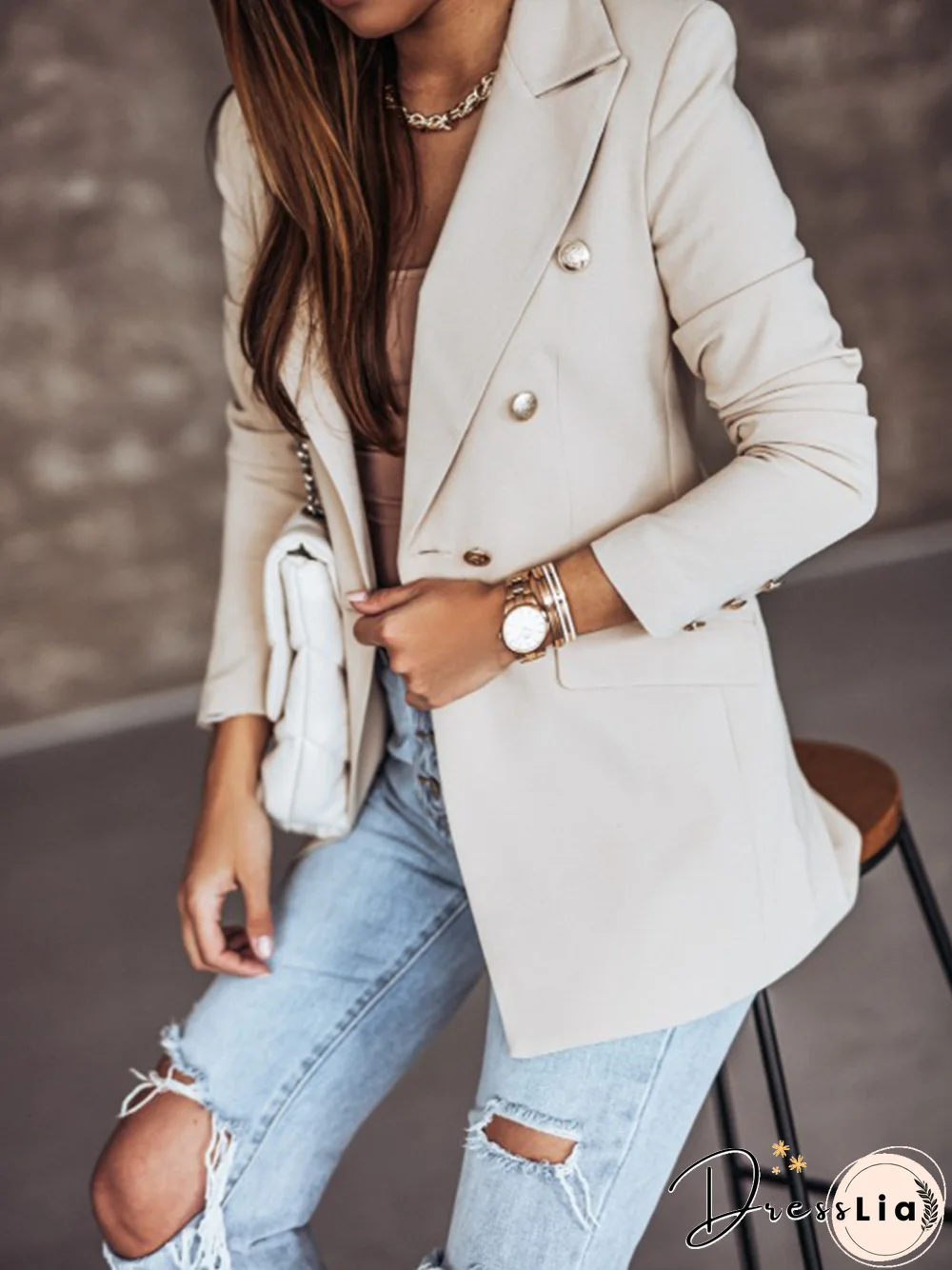 Shawl Collar Long Sleeve Blazer