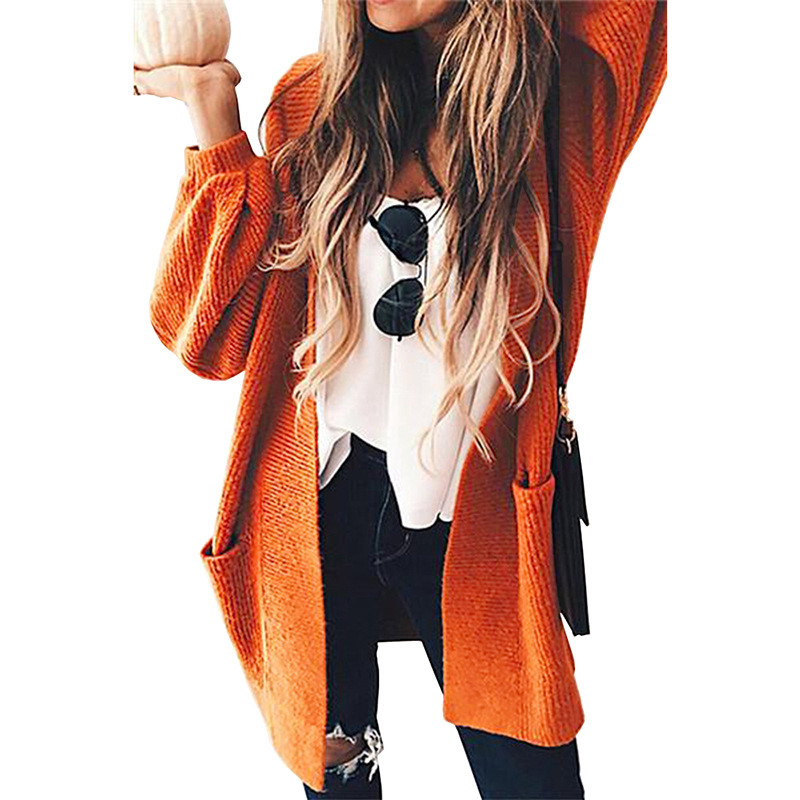 Fashion Loose Balloon Sleeve V-Neck Jacket Knit Sweater Cardigans Top