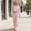Women's Street Style Pink Camo Hooded Tracksuit Two-piece Set by Inlyline
