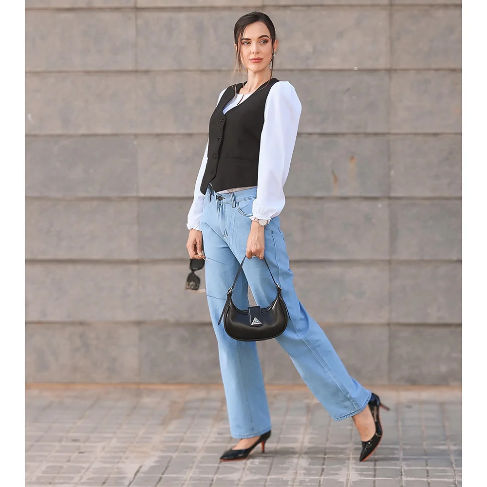 60mm Pointed Toe Red Bottom Kitten Heels Daily Patent Pumps for Women-MERUMOTE