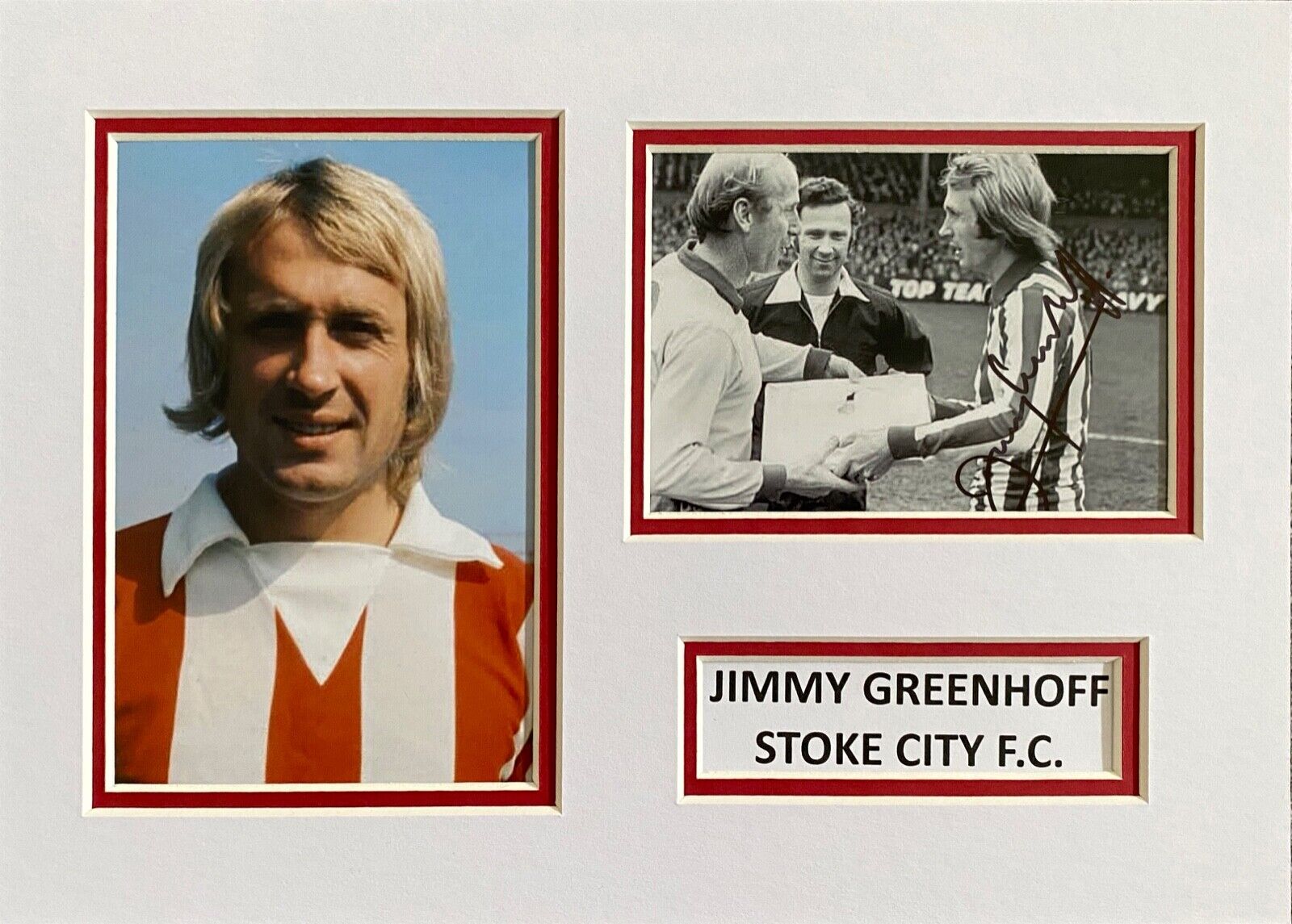 JIMMY GREENHOFF HAND SIGNED A4 MOUNT Photo Poster painting DISPLAY STOKE CITY AUTOGRAPH 1