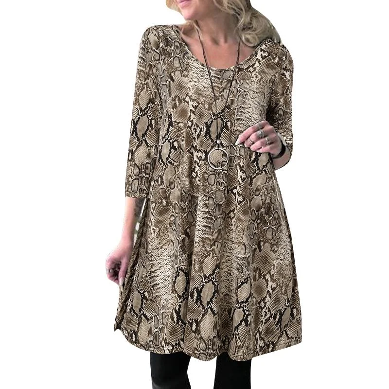 Women Leopard Printed T-shirt 2022 Autumn Casual Tops Tunic ZANZEA Elegant OL Long Sleeve Blusas Female Oversize Holiday Chemise