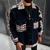 💥 2025 Hot Sale! Loose Fit Men's Geometric Print Jacket With Flap Pockets, Light Jacket, Colorful, Fashion, Long Sleeve, Going Out, Graphic, Boyfriend Gift, Fall
