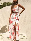 Floral Printed Split-Side Two-Piece Suits