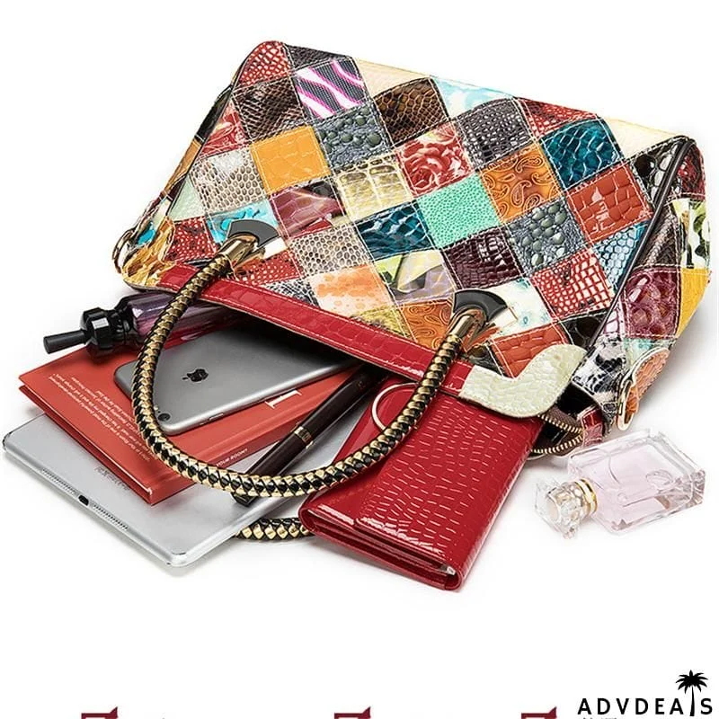 Fashionable Design Colorful Patchwork Large Capacity Handbag Shoulder Bag