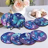 8pcs/set DIY Diamond Painting Coasters Kits Acrylic Full Drill Coaster(Purple Butterfly)