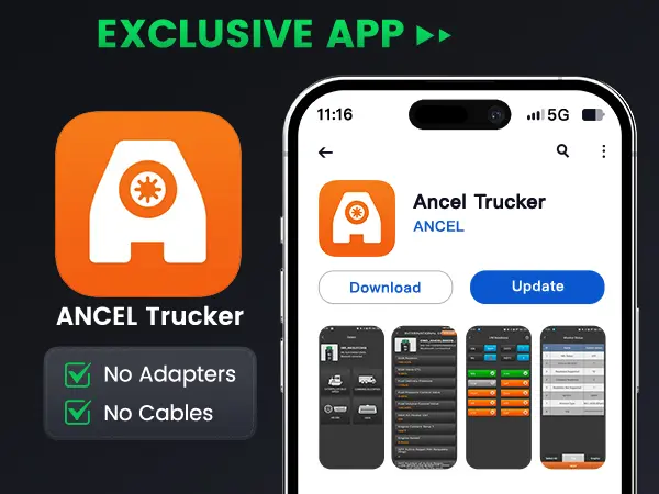Product Introduction of ANCEL HD200 Bluetooth Heavy Duty Truck Scanner All System Diesel Diagnostic Tool HDOBD & OBD2 Code Reader （Speed Limit Reset only for for Cummins & Caterpillar Engines） Lifetime Free Updates 19