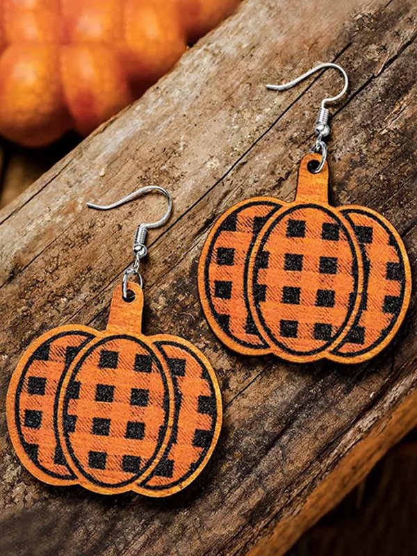 Plaid Pumpkin Earrings