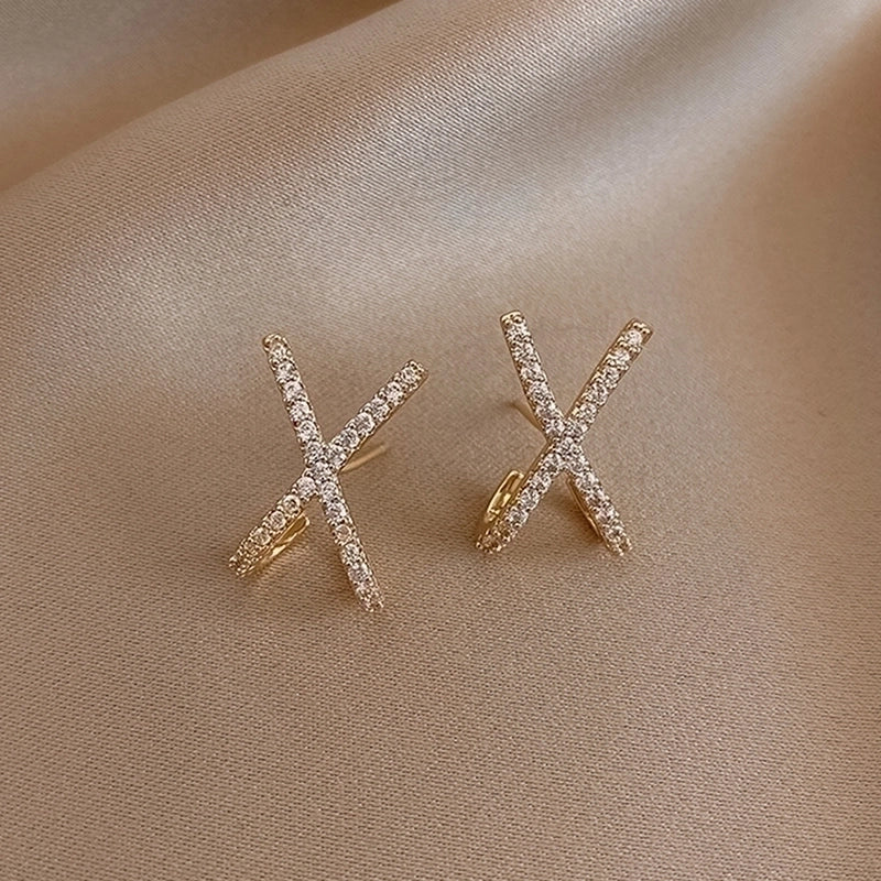 1 Pair Shiny Letter Stainless Steel Plating Inlay Zircon Gold Plated Ear Studs