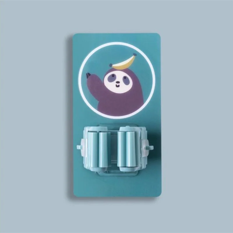 Wall Mounted Bathroom Hooks Cartoon Mop Holder Brush Broom Hanger Organizer Storage Rack Household Kitchen Hanging Cleaning Tool