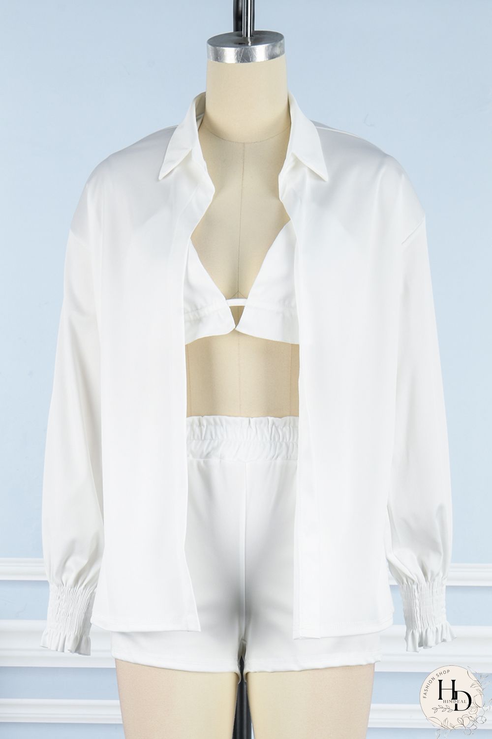 White Sexy Casual Print Solid Basic Long Sleeve Three Piece Set