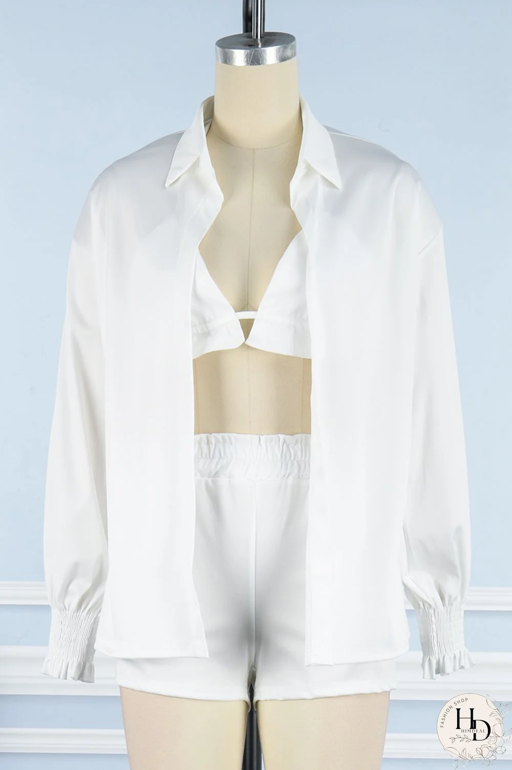 White Sexy Casual Print Solid Basic Long Sleeve Three Piece Set