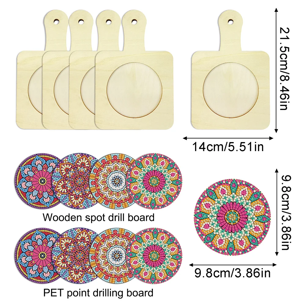 4Pcs Mandala DIY Diamond Painting Placemats Rhinestone Table Mats for Adults