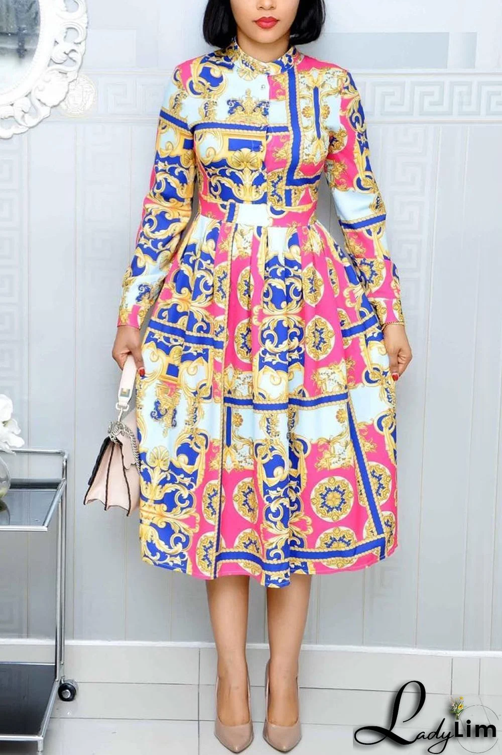 Red Fashion Sexy Printed Long Sleeve Dress