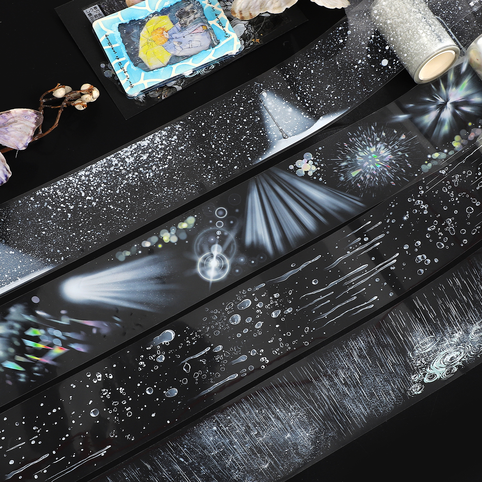 PET 테이프 - 60mm*500cm 빈티지 비 눈 빛 자연 풍경