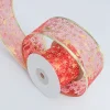 Golden Silver Red 5 / 6cm x 10 yards Christmas Gift Gauze Wrapping Ribbon