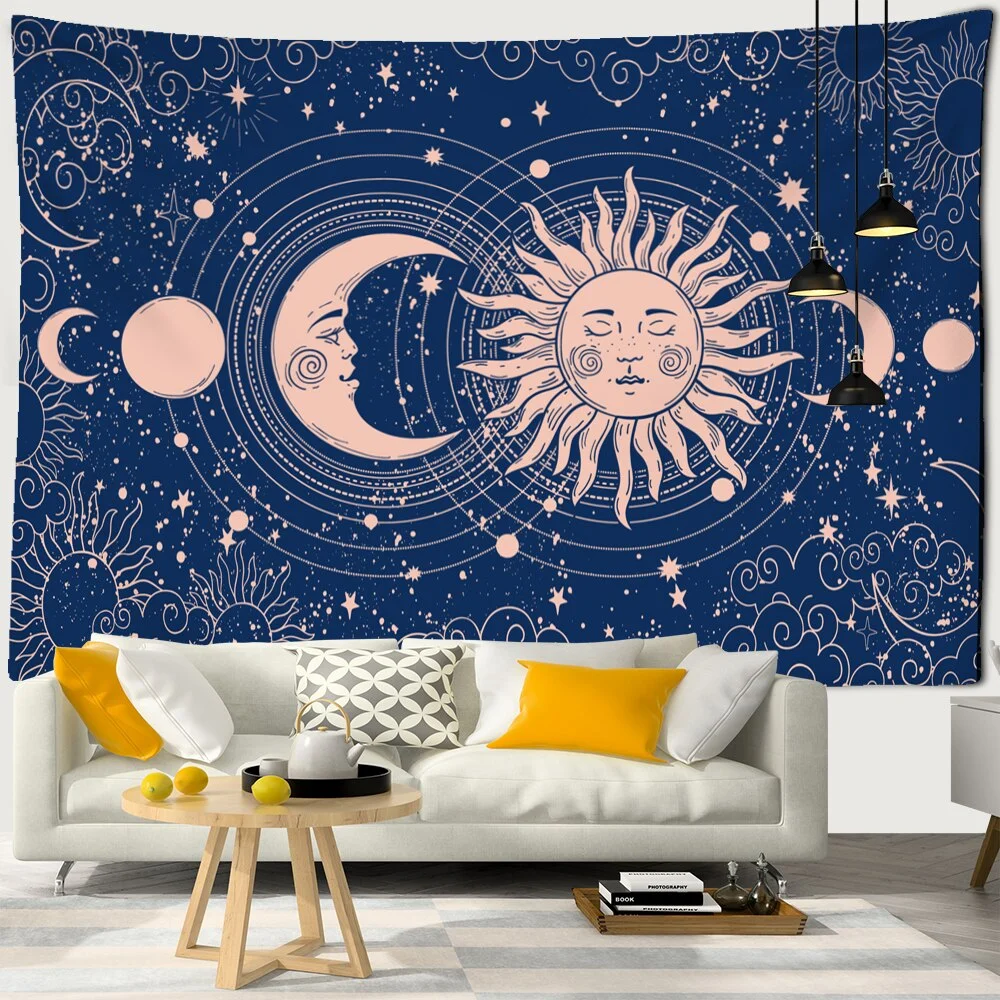 Fantasy Sun And Moon Tapestry Wall Hanging Bohemian Hippie Tapiz Psychedelic Witchcraft Children's Room Home Decor