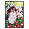 50 Pages A5 DIY Special Shaped Diamond Painting Diary Notebook Kit(Flower Bush Cat)