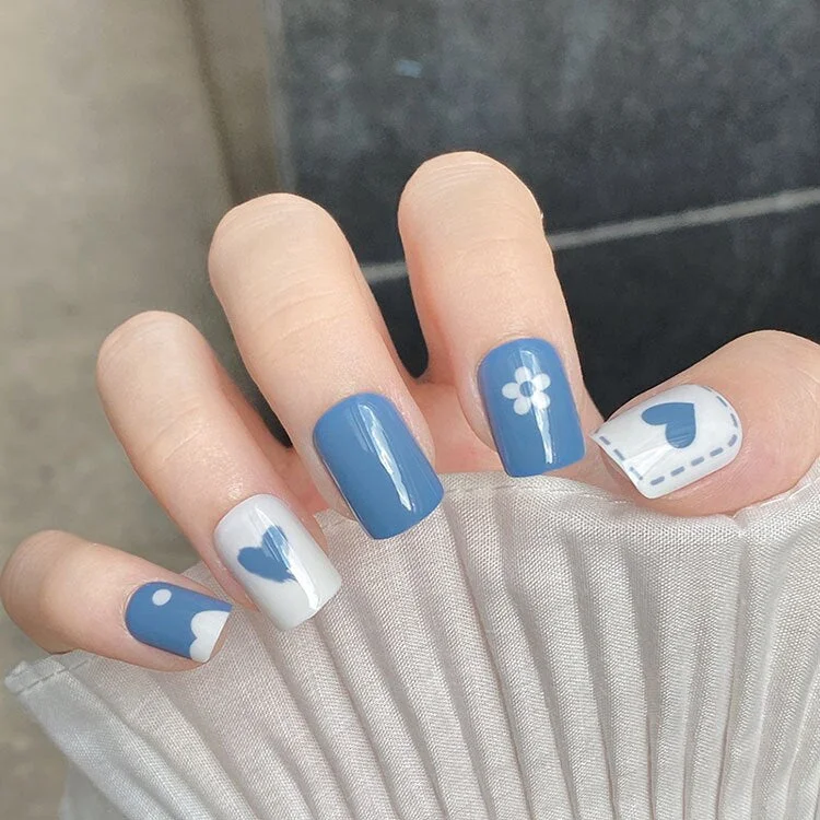 24pcs/set Acrylic Fake Nails Full Cover False Nail Art Tips 10 Sizes Fashion Designs With Nail Adhesive Sticker Coffin Nails-Nail Inspo