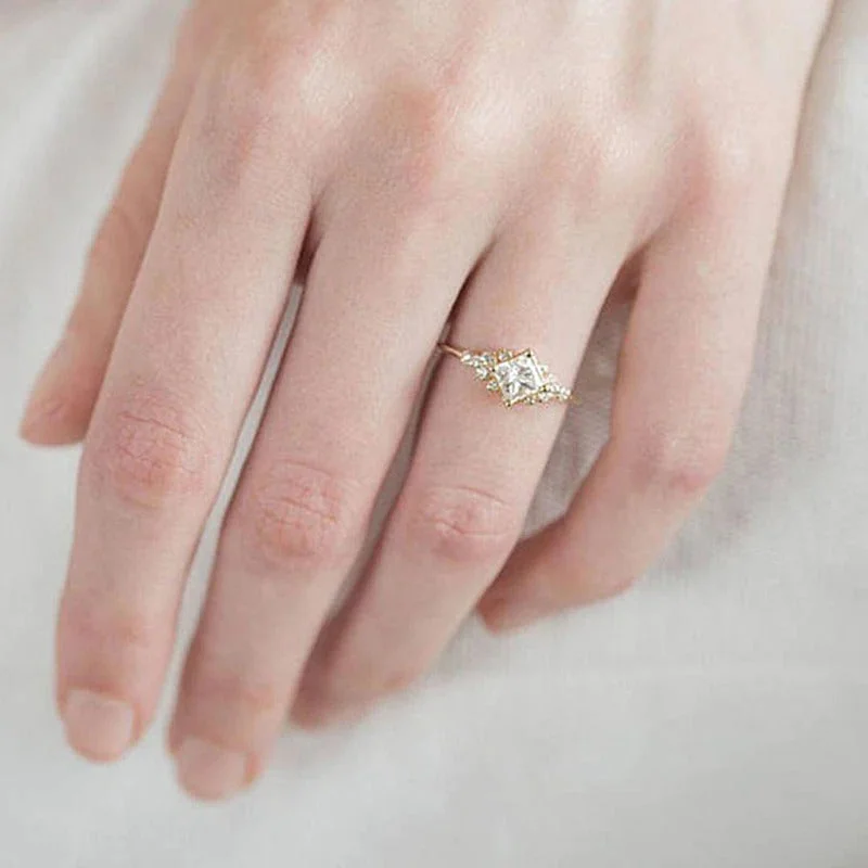 Simply Passionate Diamond-Shaped Cubic Zirconia Rings