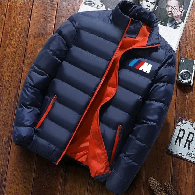 Men's BMW M Winter Jacket Long Sleeve Baseball Jacket Casual Windbreaker Zipper Windbreaker Lining Cotton Jacket Men's Jacket To