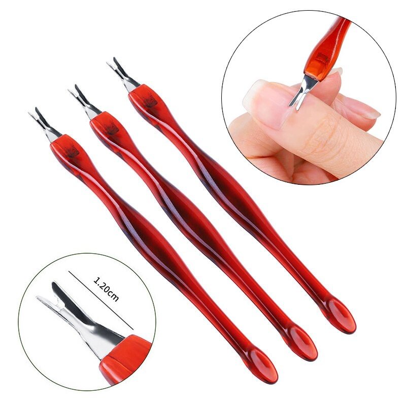 3pcs Nail Cuticle Pusher Wine Red Trimmer Peeling Fork Remover Manicure Tools Nail Dead Skin Cuticle Pusher Remover nail Spatula
