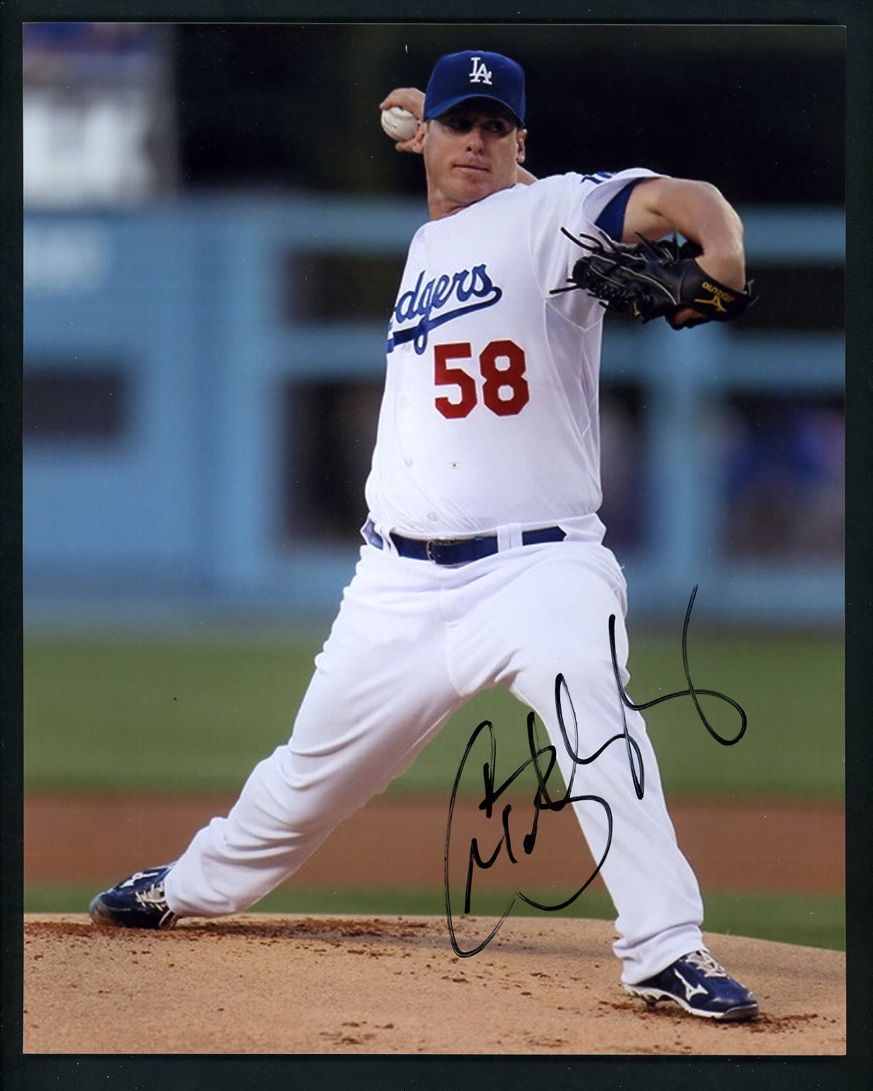 Chad Billingsley Signed Autographed 8 x 10 Photo Poster painting Los Angeles Dodgers in action