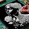 DIY Pearl Painting Rose Woman for Home Wall Decor with Frame(25x25cm)