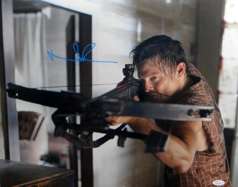 Norman Reedus Signed Walking Dead 16x20 Crossbow Plaid Shirt Photo Poster painting- JSA Auth