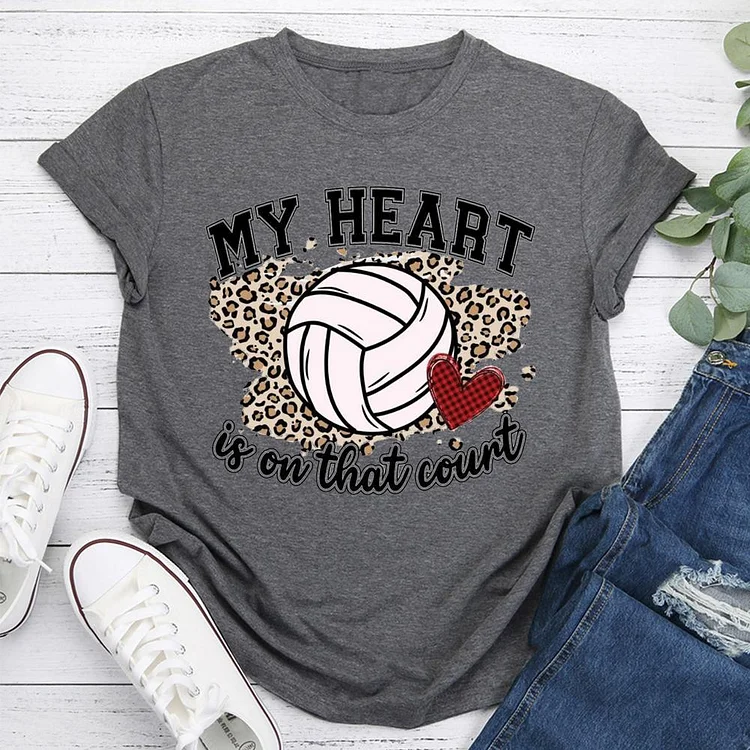 My Heart is on That Court Volleyball Round Neck T-shirt-Annaletters