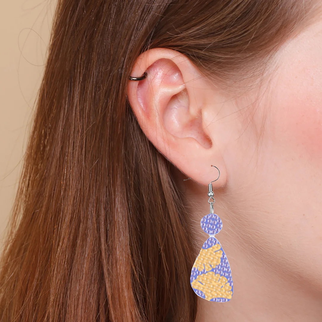 12 Pairs Plant Diamond Painting Earrings DIY Diamond Art Earrings for Adults