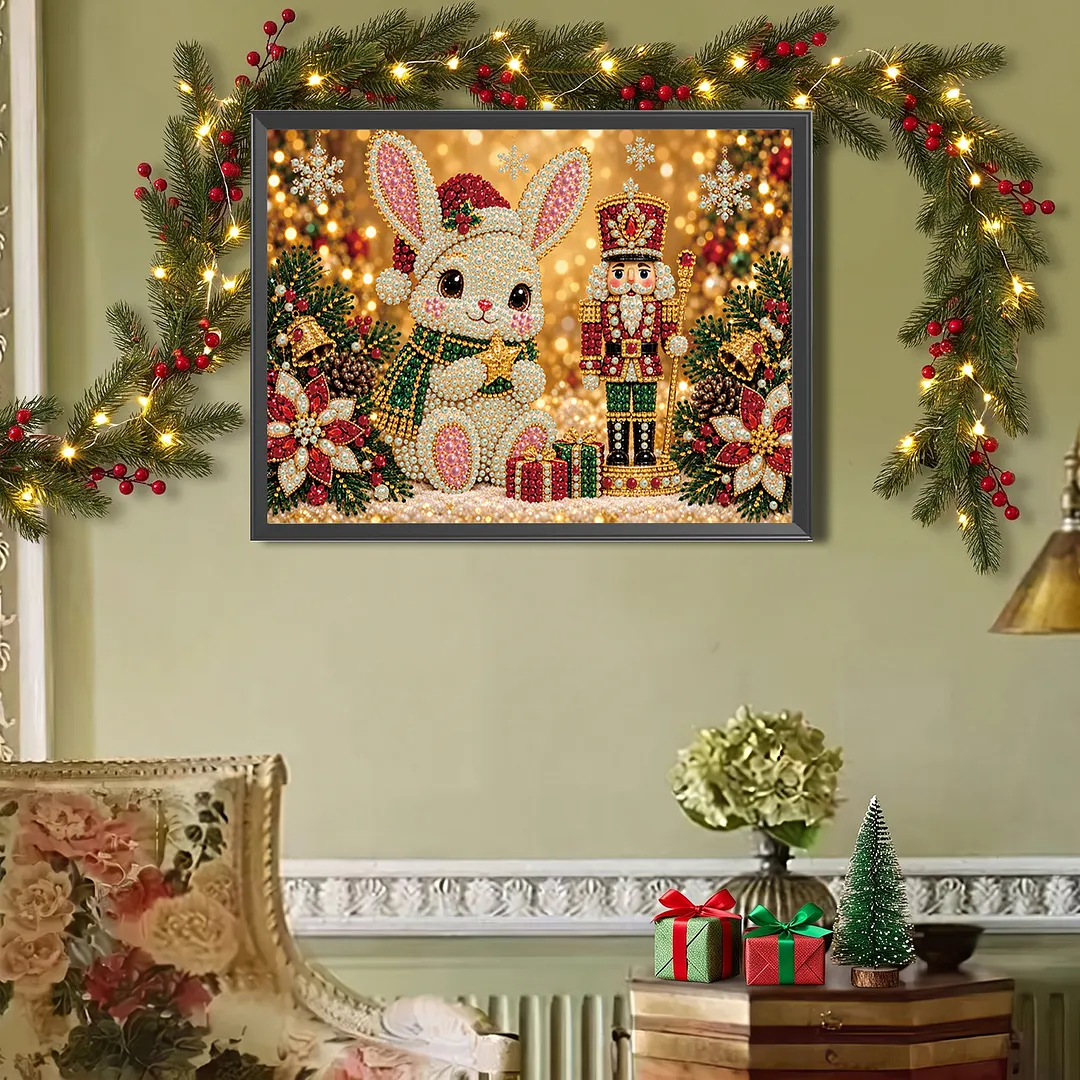Pearl Painting Kit for Adults Christmas Rabbit 15.75x11.81in