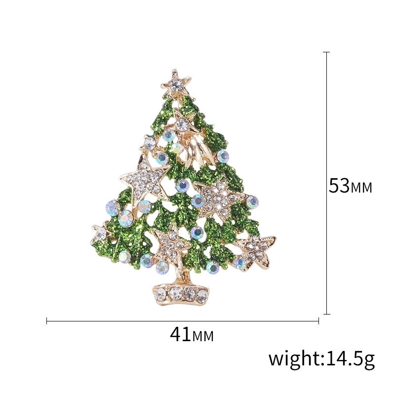 Fashion Pin Christmas Tree Alloy Inlay Rhinestones Women’S Brooches
