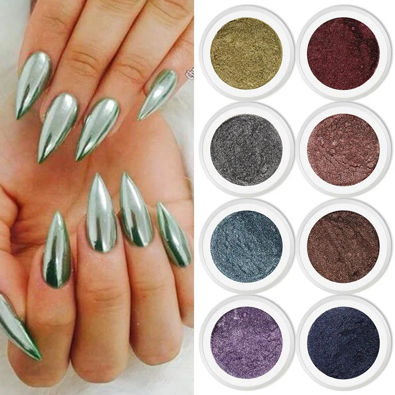 1 Box Solid Mirror Nail Glitters Powder Dust for Metal Nail Art Nail Powder Chrome Pigment DIY Nail Art Decorations