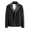 Men's velvet padded leather jacket