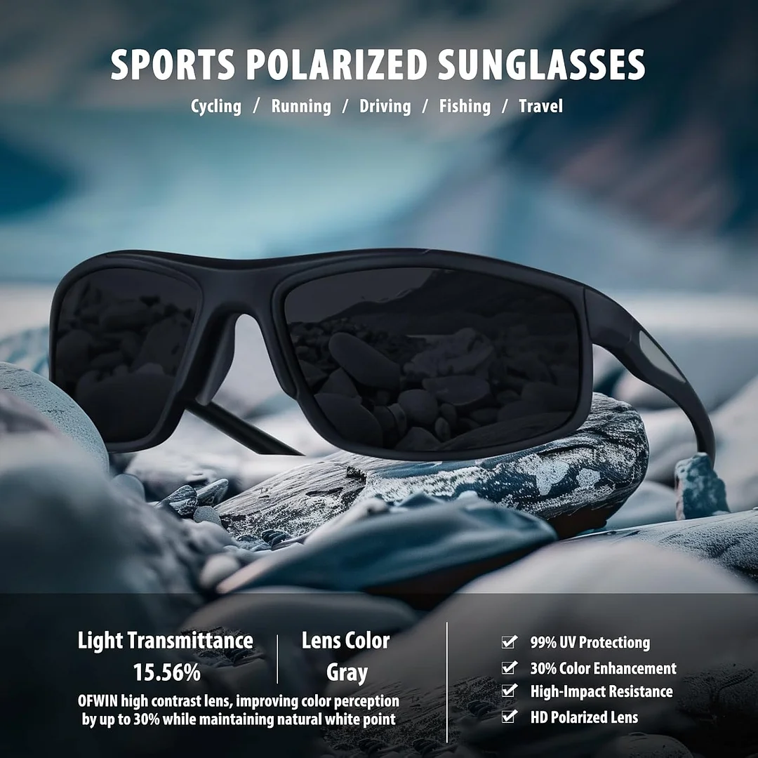 Sports Sunglasses for Men Women Polarized UV Protection Fishing Driving Cycling Bik Running Wrap Around Sun Glasses