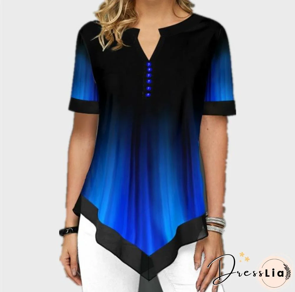 Shirt Blouse Fashion Large Size Tops Women Casual V Neck Shirt Ladies Loose Floral Print Tunic Shirt