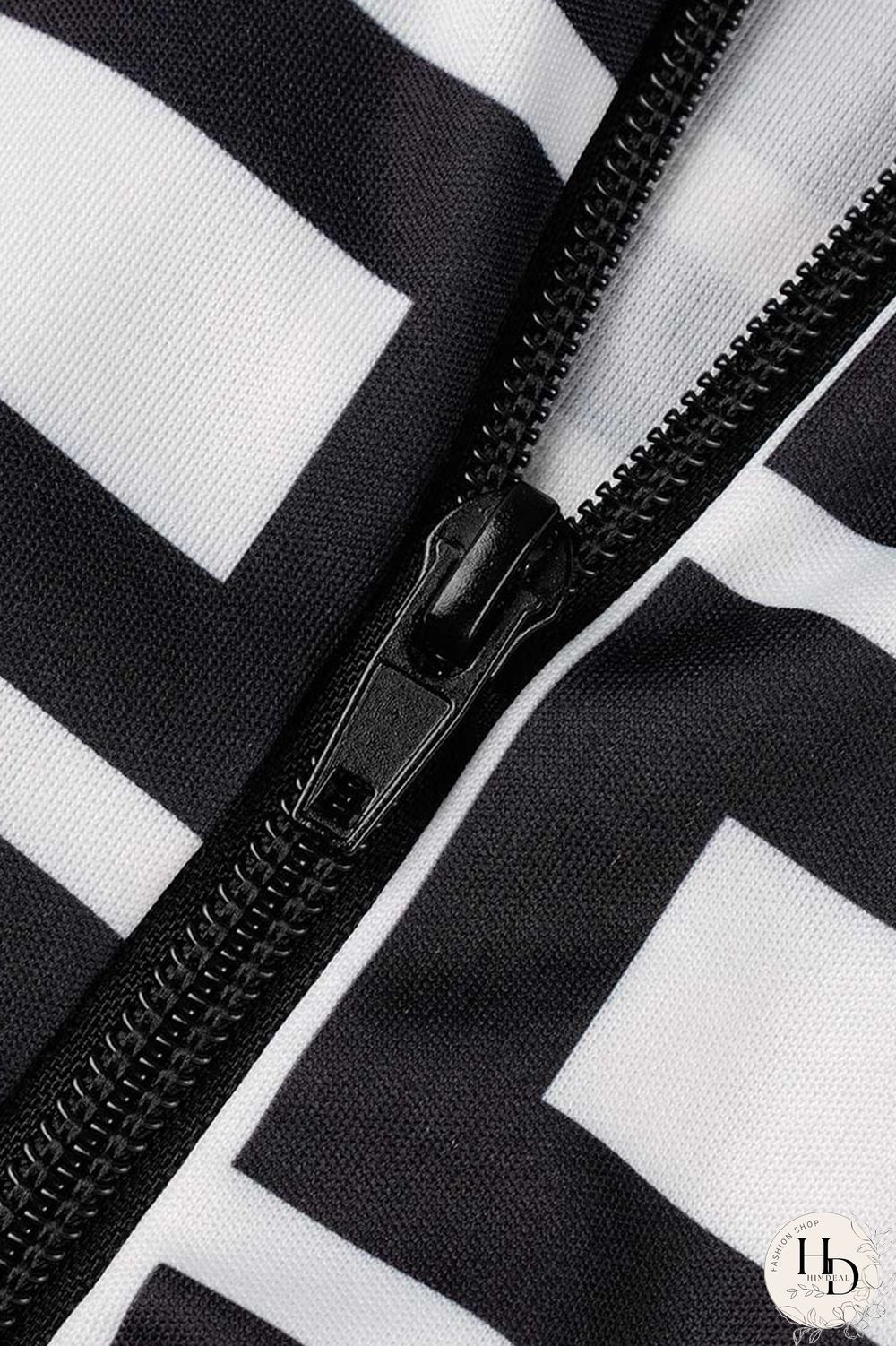 Black And White Casual Print Asymmetrical Half A Turtleneck Long Sleeve Two Pieces