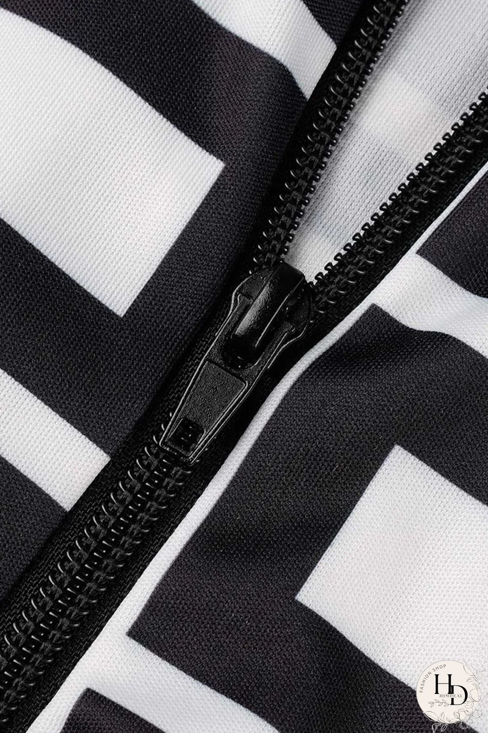 Black And White Casual Print Asymmetrical Half A Turtleneck Long Sleeve Two Pieces