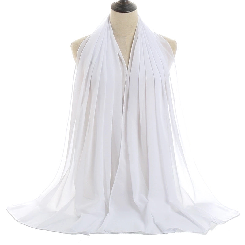 Women’s Minimalist Solid Color Chiffon Cotton Linen Scarves