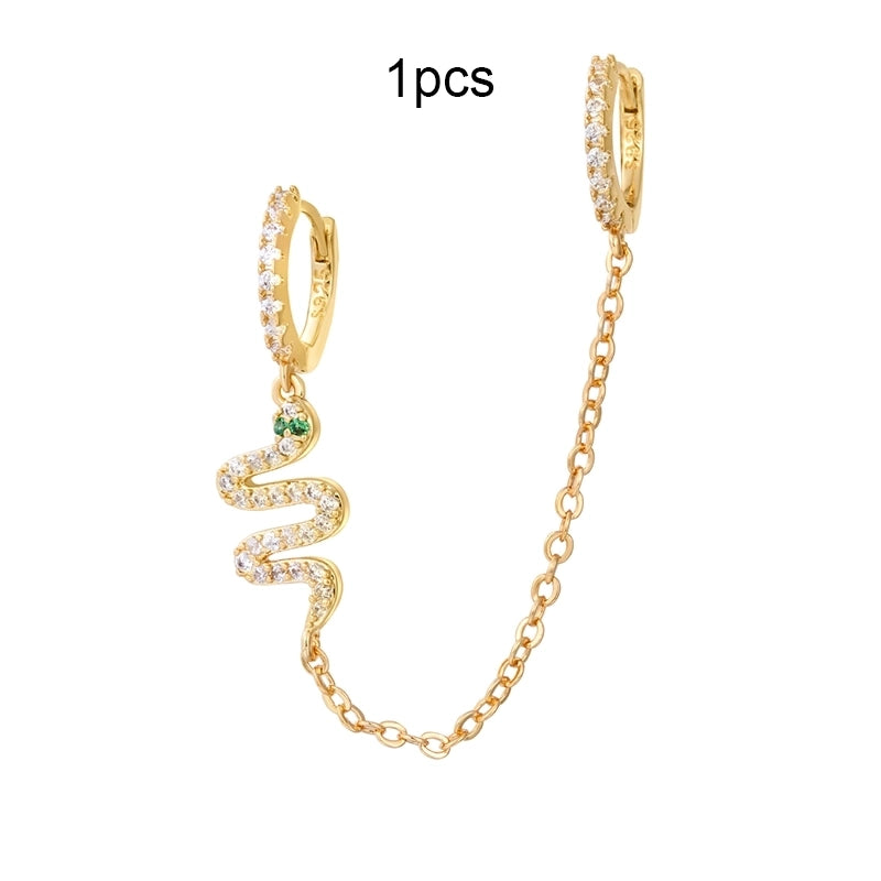 1 Pair Classic Style Snake Plating Inlay Copper Zircon White Gold Plated Gold Plated Ear Cuffs