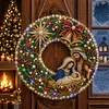 DIY Special Shaped Diamond Painting Wreath, Double-Sided Printing Christmas Wreath Hanging with LED Light Decor Kit 