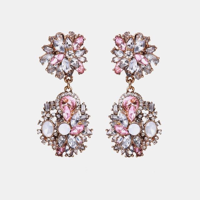 YOY-New Korea Fashion Pink Resin Beaded Drop Earrings